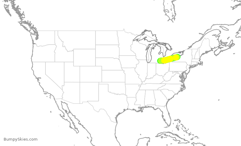 Turbulence forecast map for DAL1418, DTW to ROC