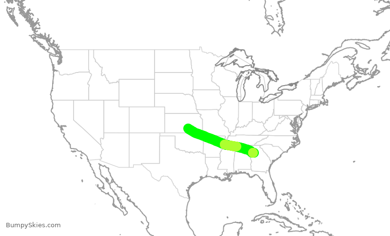 Turbulence forecast map for DAL1418, ICT to ATL