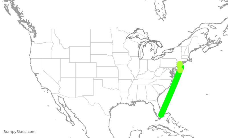 Turbulence forecast map for DAL1419, FLL to JFK