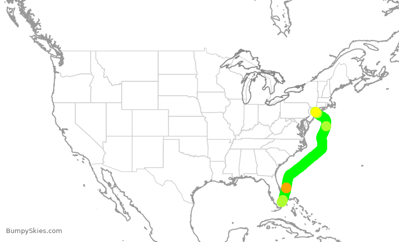 Turbulence forecast map for DAL1419, JFK to FLL