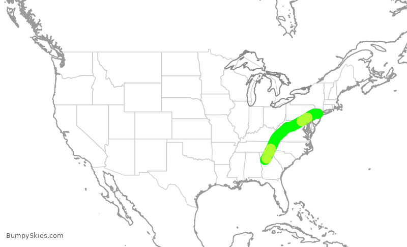 Turbulence forecast map for DAL1430, EWR to ATL