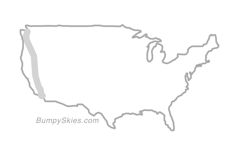 Map of continental US with illustrated flight path and turbulence forecast (described in text below)