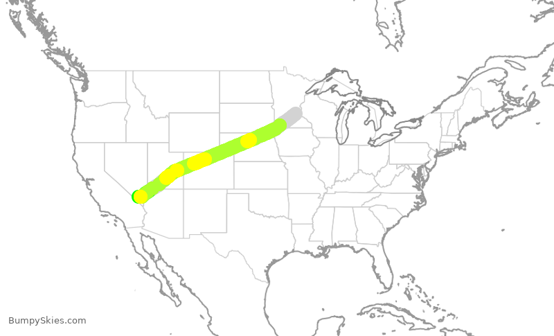 Turbulence forecast map for DAL1442, MSP to LAS