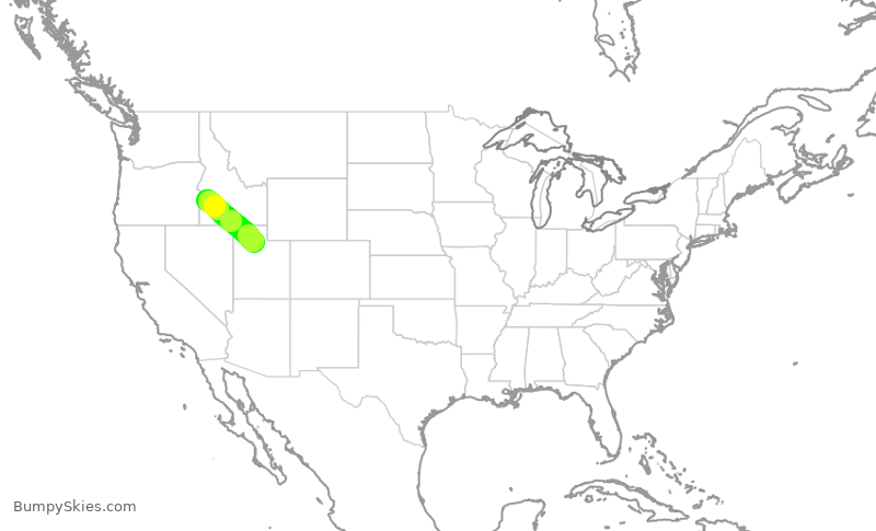 Turbulence forecast map for DAL1442, SLC to BOI
