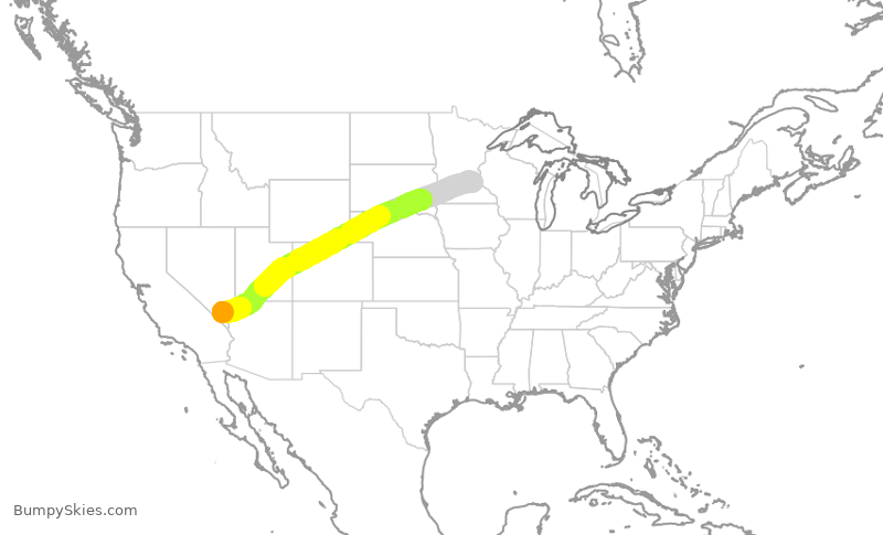 Turbulence forecast map for DAL1443, LAS to MSP