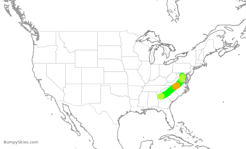 Turbulence forecast map for DAL1444, ATL to IAD