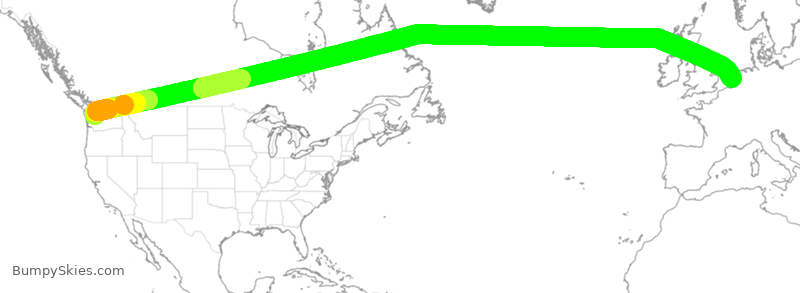 Turbulence forecast map for DAL144, SEA to HAM