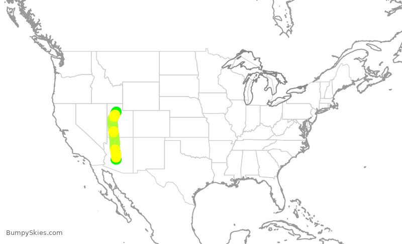 Turbulence forecast map for DAL1451, SLC to PHX