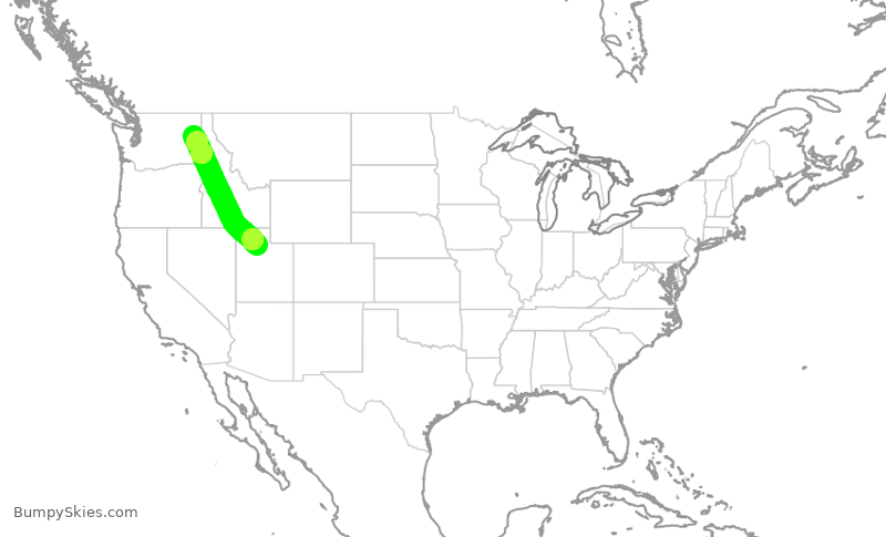Turbulence forecast map for DAL1452, SLC to GEG