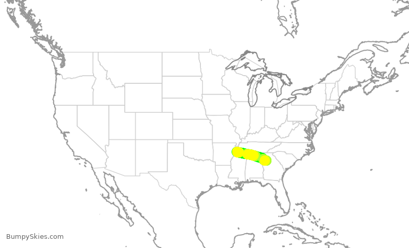 Turbulence forecast map for DAL1475, MEM to ATL