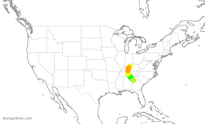 Turbulence forecast map for DAL1481, SDF to ATL