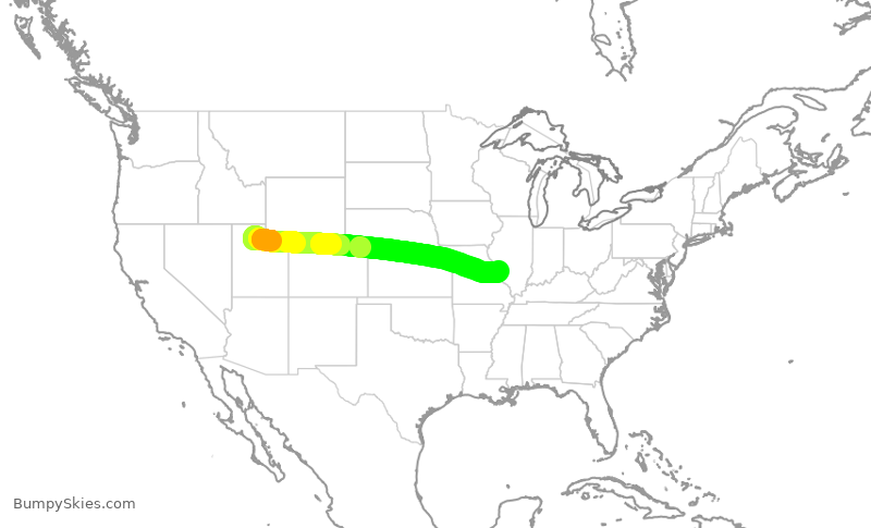 Turbulence forecast map for DAL1492, SLC to STL