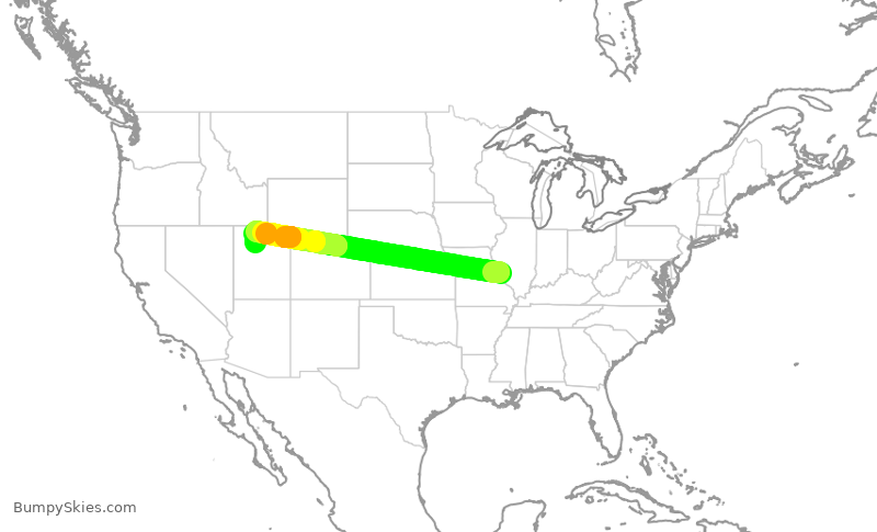 Turbulence forecast map for DAL1492, STL to SLC