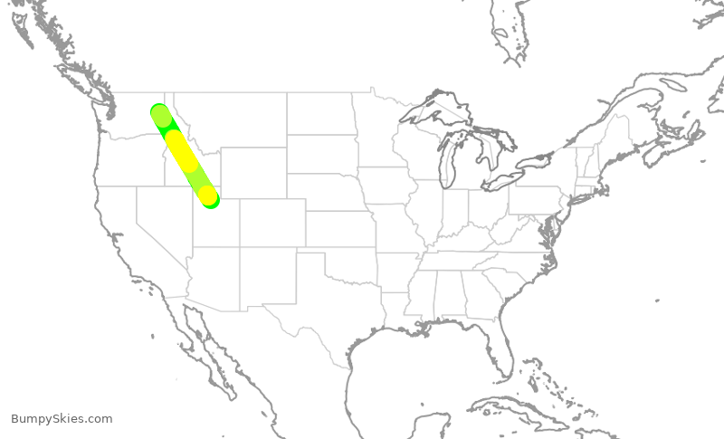 Turbulence forecast map for DAL1503, GEG to SLC