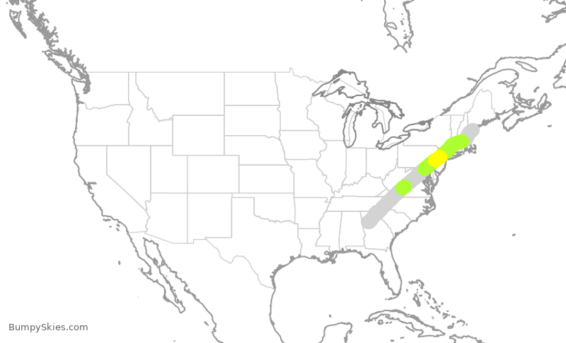 Turbulence forecast map for DAL1515, PWM to ATL
