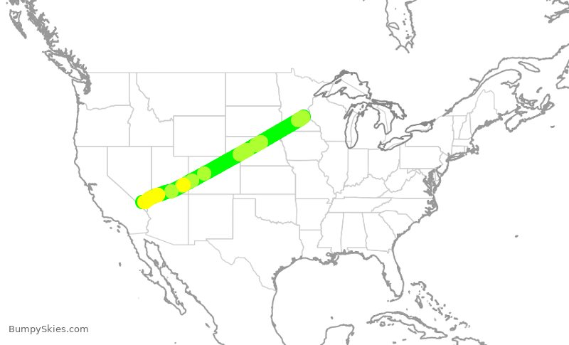 Turbulence forecast map for DAL1542, MSP to LAS
