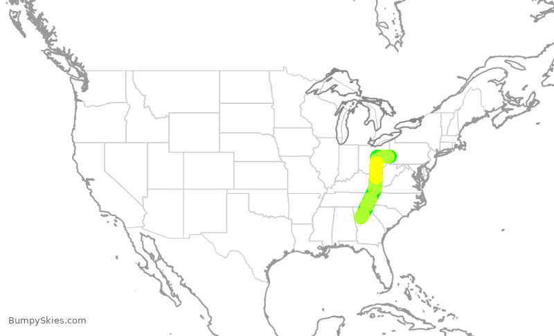 Turbulence forecast map for DAL1568, PIT to ATL