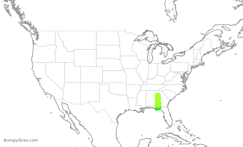 Turbulence forecast map for DAL1569, ATL to TLH