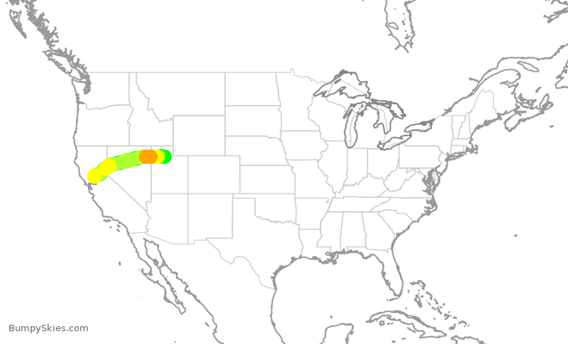 Turbulence forecast map for DAL1582, SLC to SMF