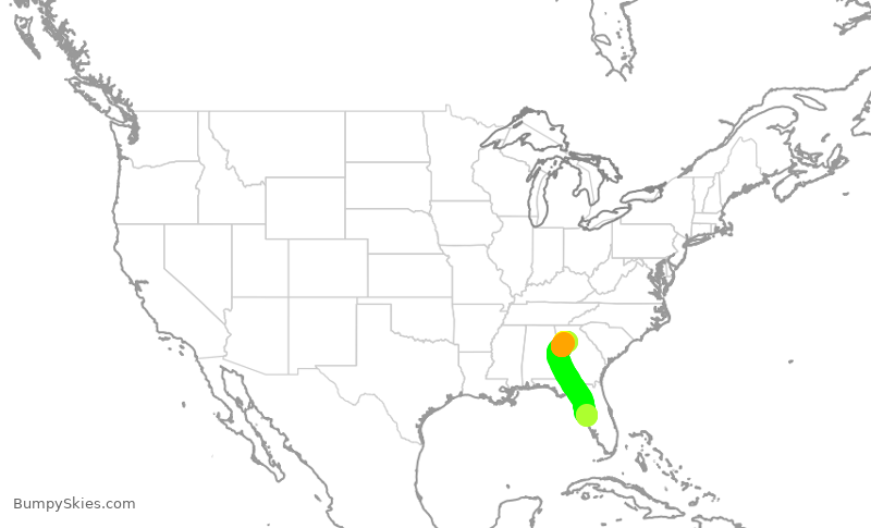 Turbulence forecast map for DAL1587, TPA to ATL