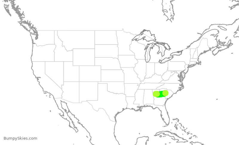 Turbulence forecast map for DAL1590, ATL to CAE
