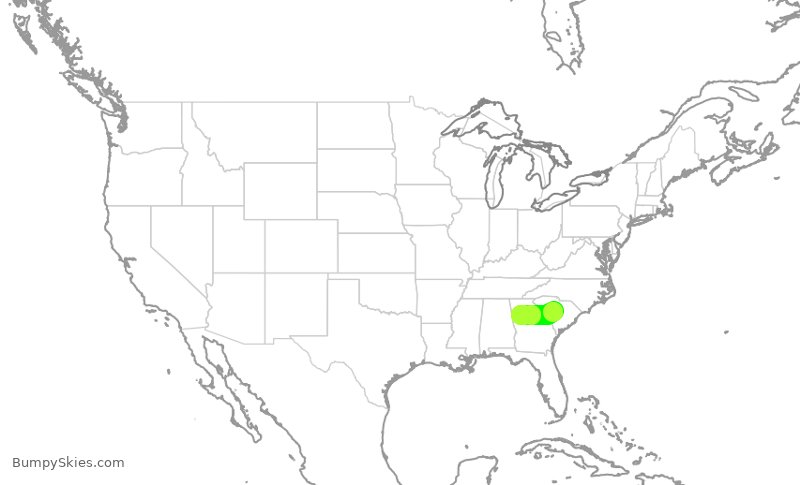 Turbulence forecast map for DAL1590, CAE to ATL