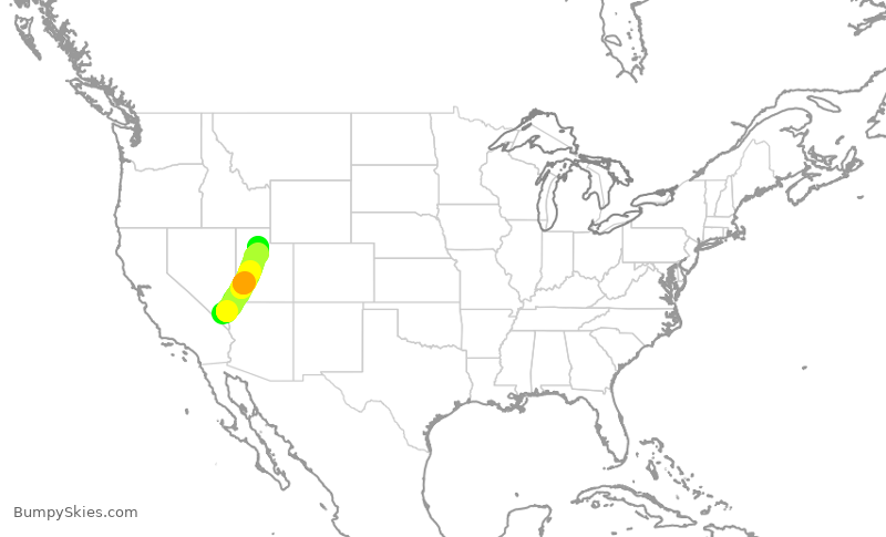 Turbulence forecast map for DAL1590, LAS to SLC