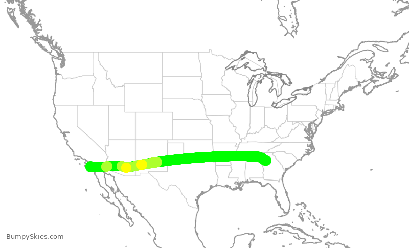 Turbulence forecast map for DAL1597, SAN to ATL