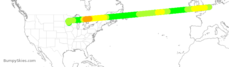 Turbulence forecast map for DAL161, HAM to MSP