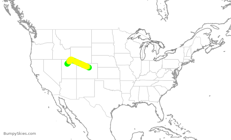 Turbulence forecast map for DAL1623, DEN to SLC