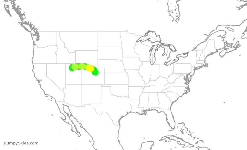 Turbulence forecast map for DAL1623, SLC to DEN