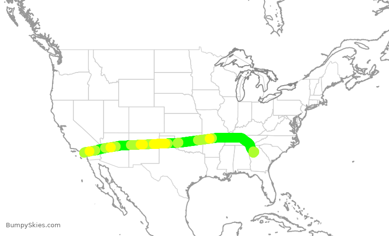 Turbulence forecast map for DAL1627, ATL to SNA