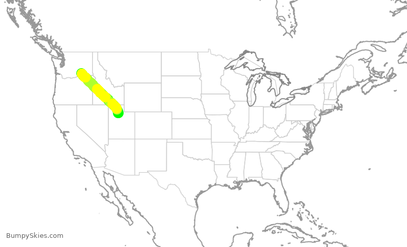 Turbulence forecast map for DAL1645, PSC to SLC
