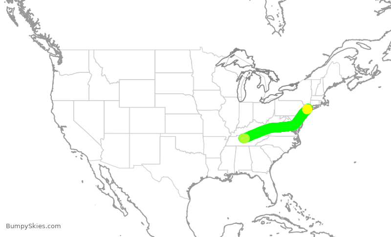 Turbulence forecast map for DAL1649, BNA to LGA