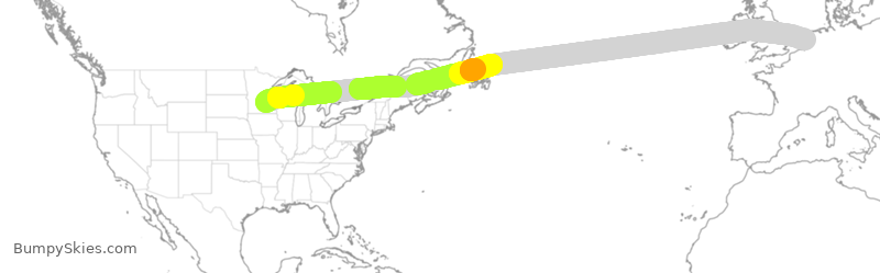 Turbulence forecast map for DAL164, MSP to HAM