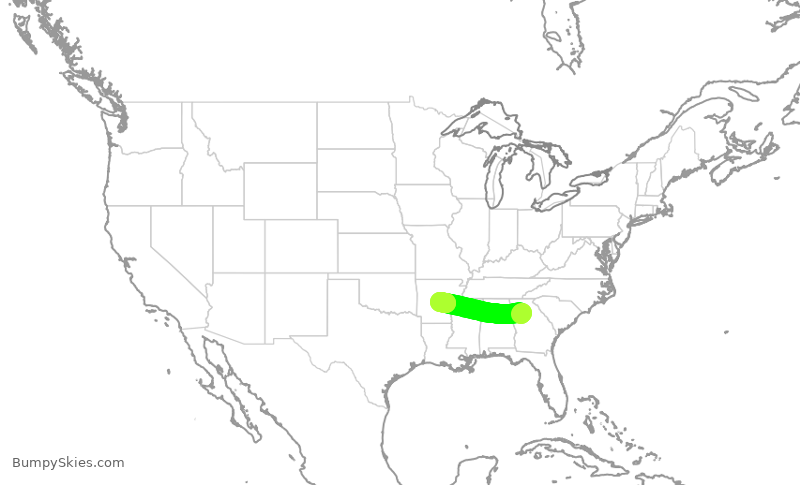Turbulence forecast map for DAL1652, ATL to LIT