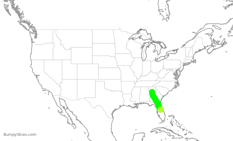Turbulence forecast map for DAL1658, ATL to MCO