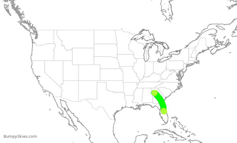 Turbulence forecast map for DAL1658, MCO to ATL