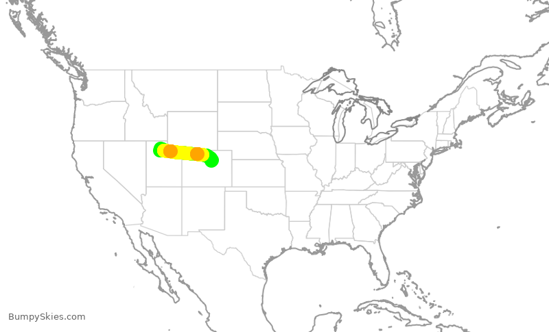Turbulence forecast map for DAL1667, SLC to DEN