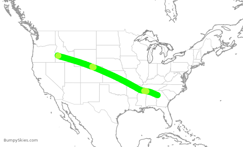 Turbulence forecast map for DAL1668, BOI to ATL