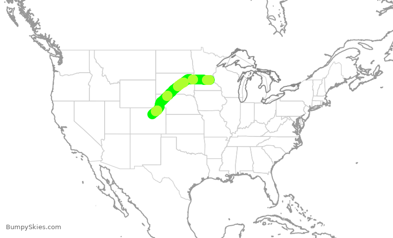 Turbulence forecast map for DAL1675, MSP to DEN