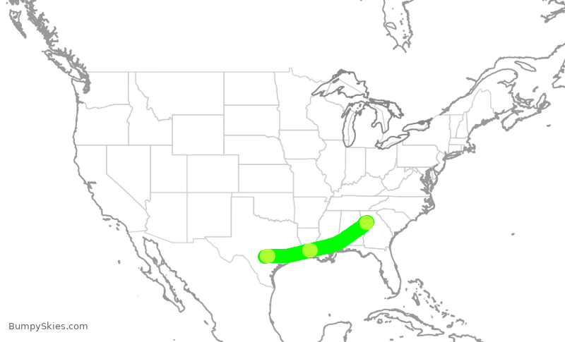 Turbulence forecast map for DAL1676, SAT to ATL