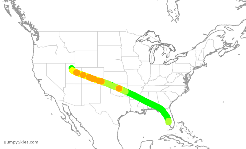 Turbulence forecast map for DAL1680, RSW to SLC