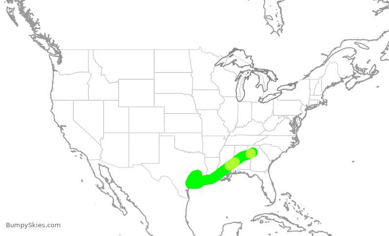 Turbulence forecast map for DAL1682, ATL to IAH