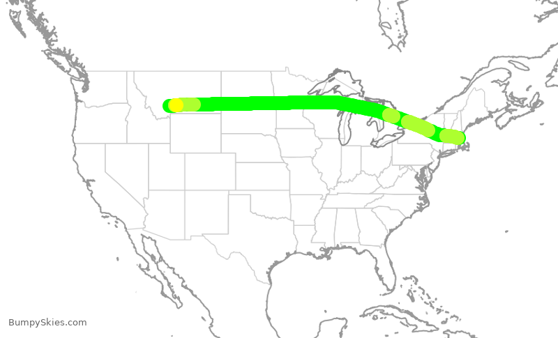 Turbulence forecast map for DAL1683, BZN to BOS
