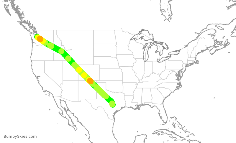 Turbulence forecast map for DAL1684, AUS to SEA