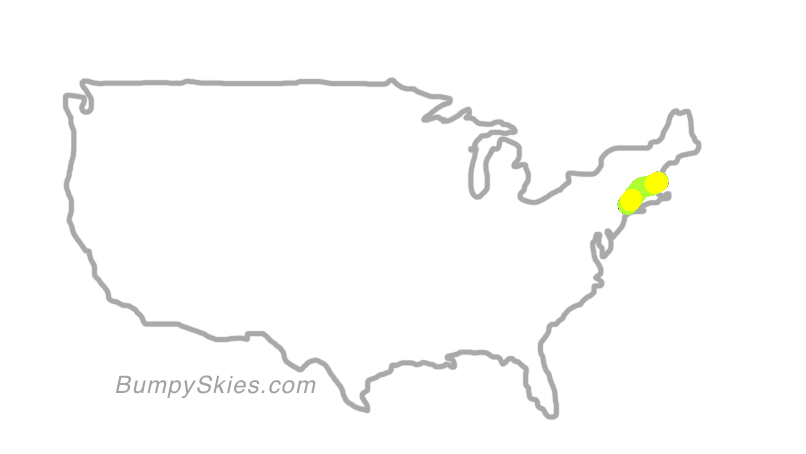 Map of continental US with illustrated flight path and turbulence forecast (described in text below)
