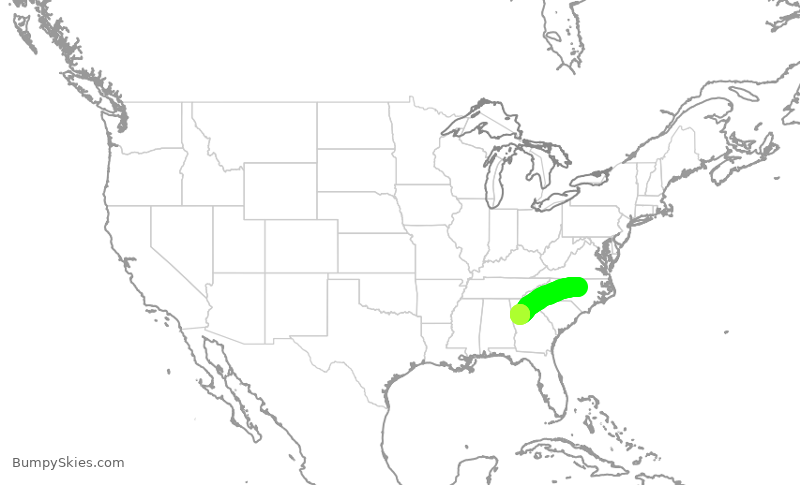 Turbulence forecast map for DAL1699, RDU to ATL