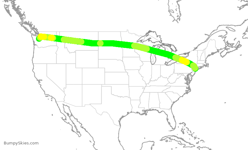 Turbulence forecast map for DAL1719, JFK to SEA