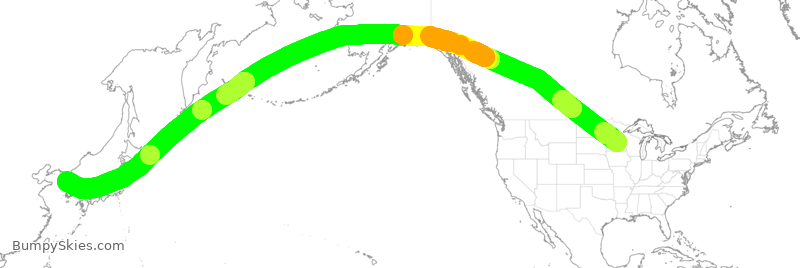 Turbulence forecast map for DAL171, MSP to ICN